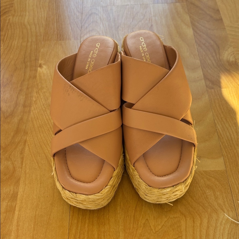 Andre Assous Pink Leather Calesa Espadrille Sandals